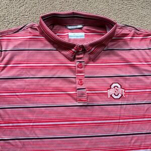 Columbia PFG Ohio State Buckeyes Polo Shirt Men's Large Red Omni-Shade